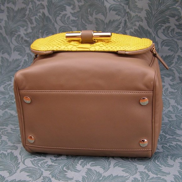 💖 RARE Jimmy Choo Justine Bag Taupe Leather Yellow Python - Picture 7 of 17